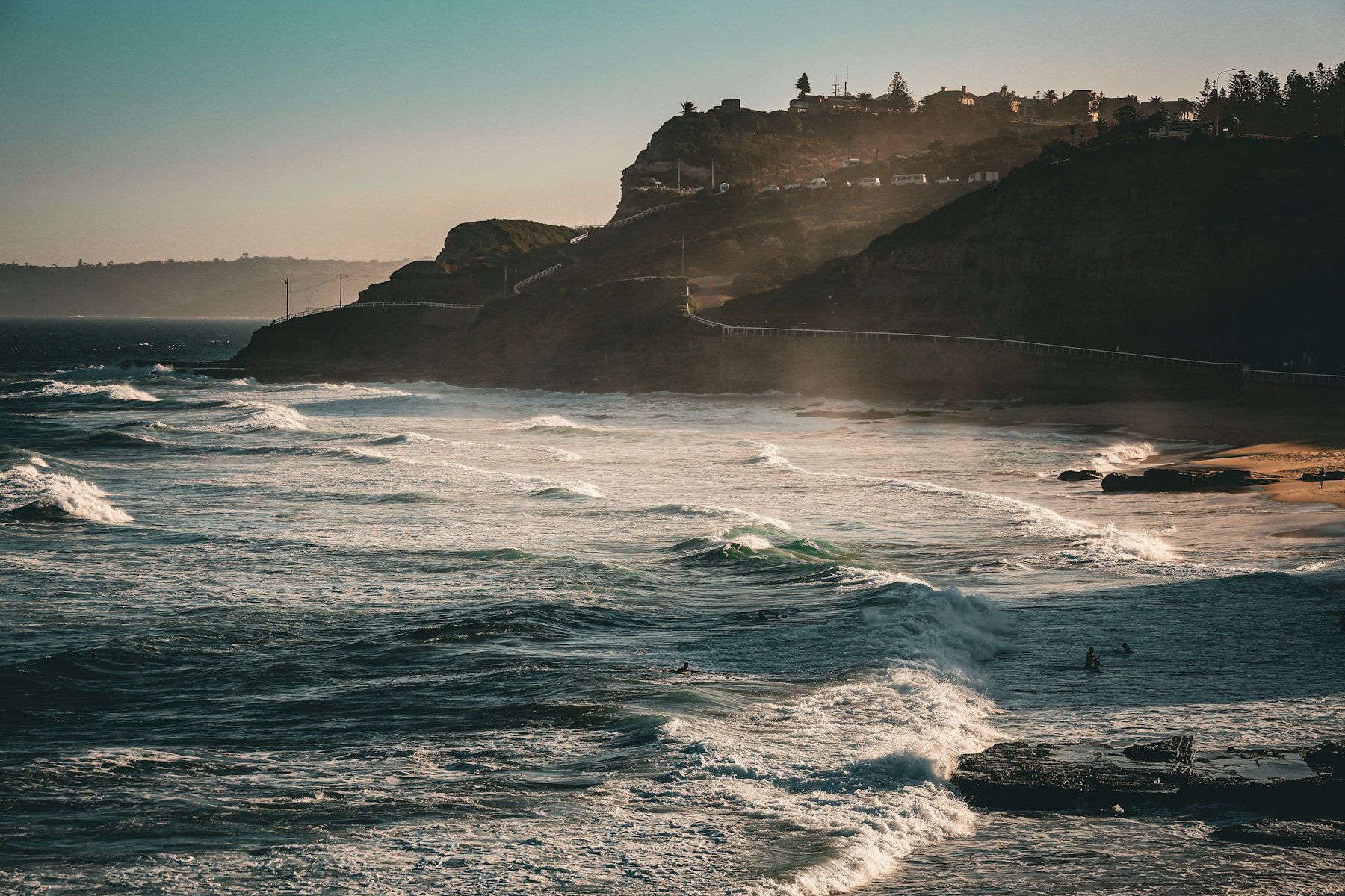 Waves breaking on the Newcastle coastline, New South Wales